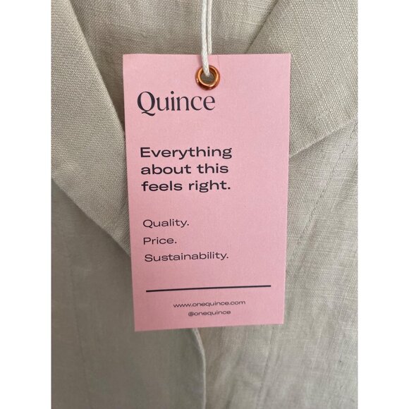 NWT Quince Short Sleeved Light Khaki 100% Linen Relaxed Fit Shirt M - Picture 3 of 5